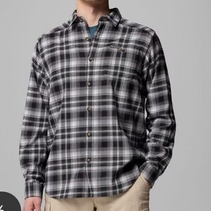Columbia Cornell Woods Flamnel Long Sleeve Shirt Gray Plaid Size XL